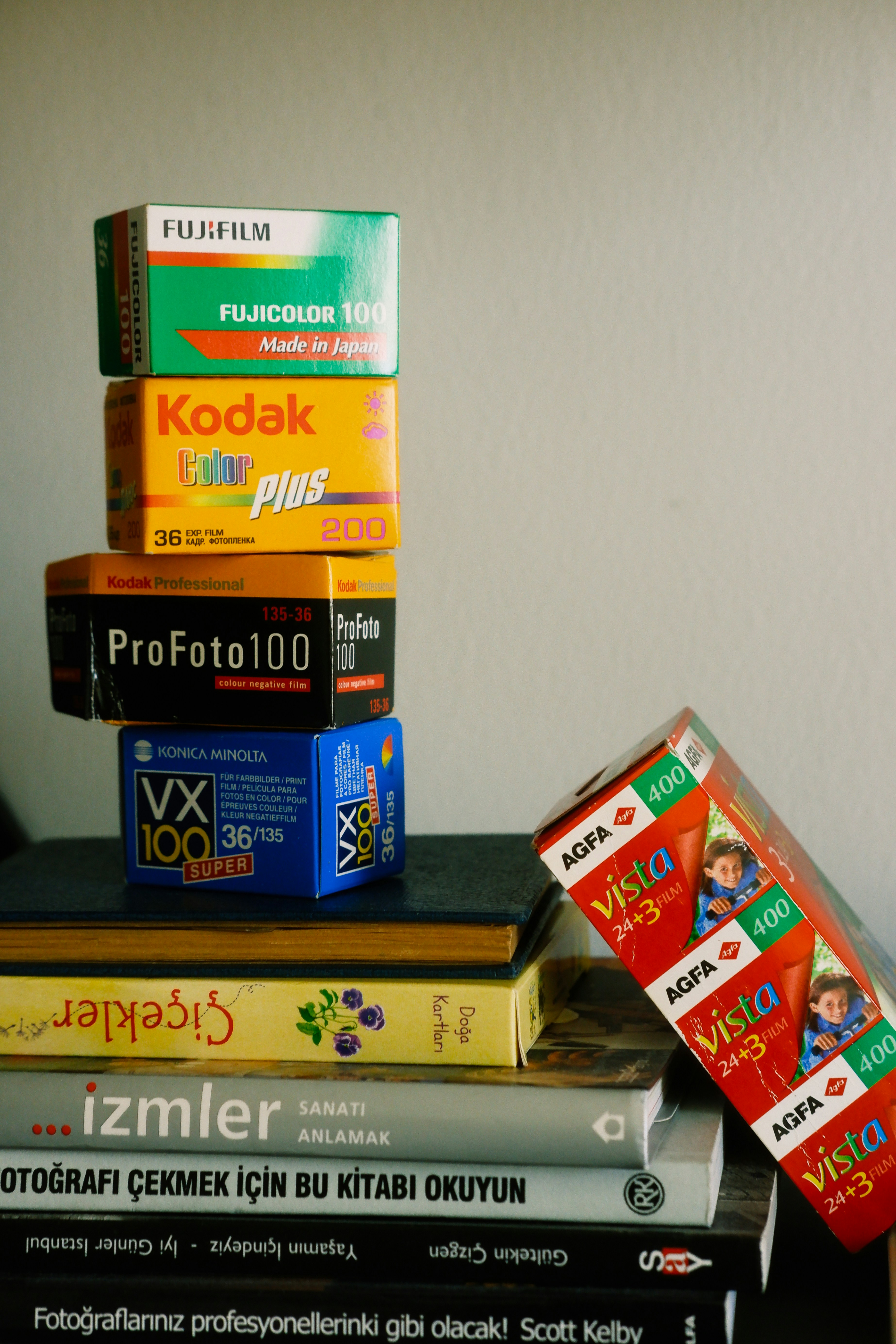 a stack of books sitting on top of each other